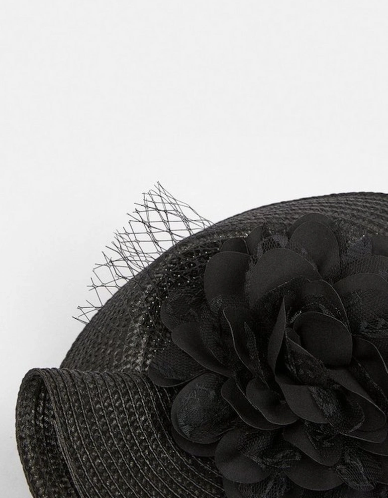 Asymmetric Flower & Feather Fascinator