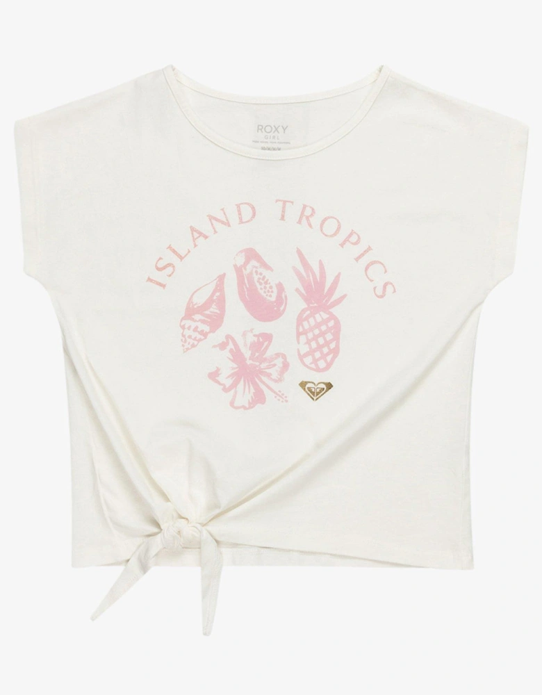 Girls Pura Playa Short Sleeve Top - White