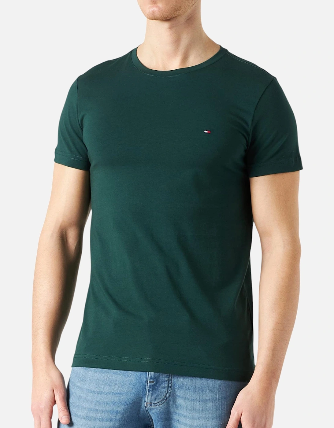Men's Tommy Hilfiger 10839 Mens T Shirts Crew Neck Short Sleeve Summer New Cotton Tee - Green - Size: 36