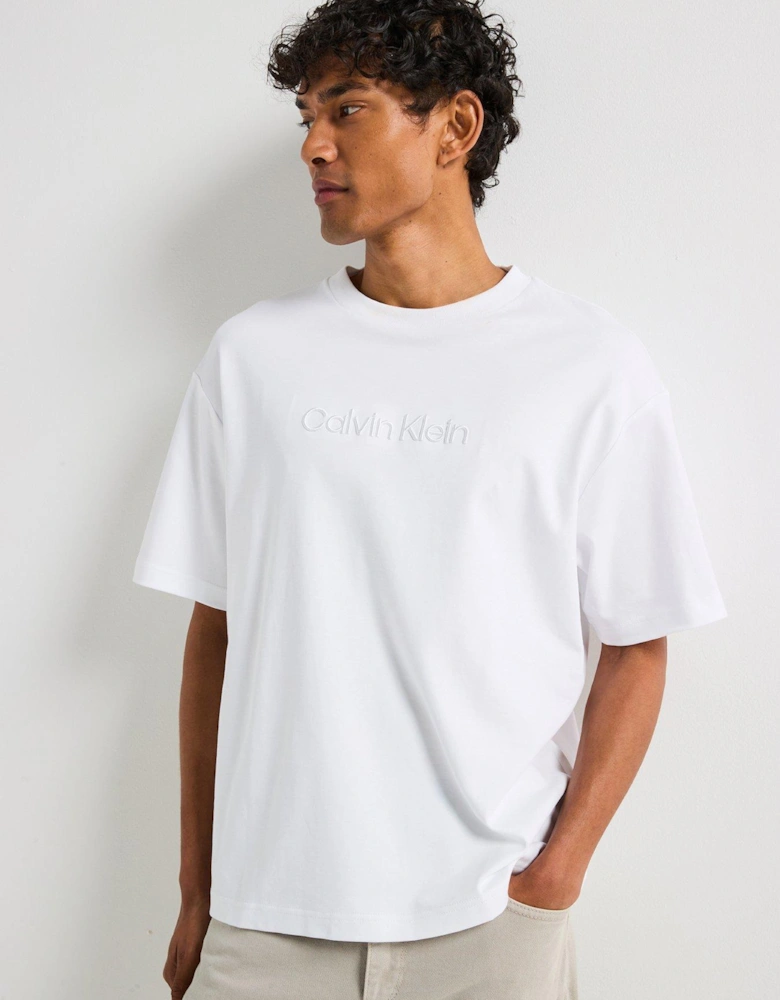Embroidered Chest Logo T-Shirt - White