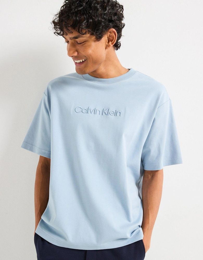 Embroidered Chest Logo T-Shirt - Light Blue