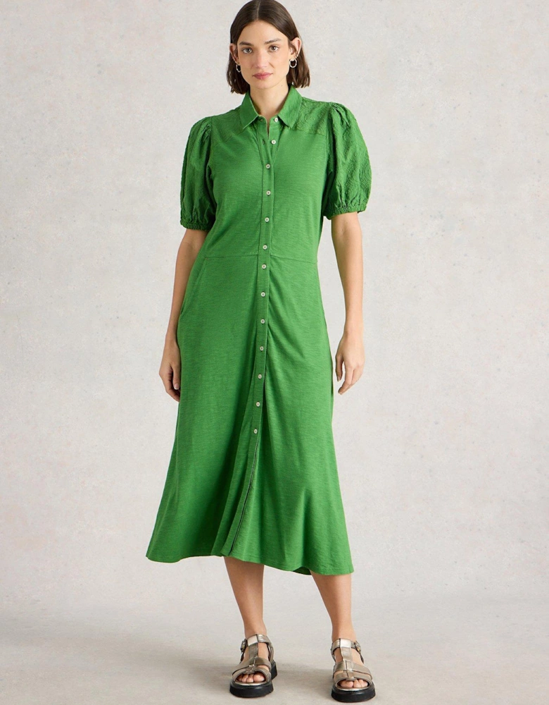 Rua Broderie Shirt Dress - Green