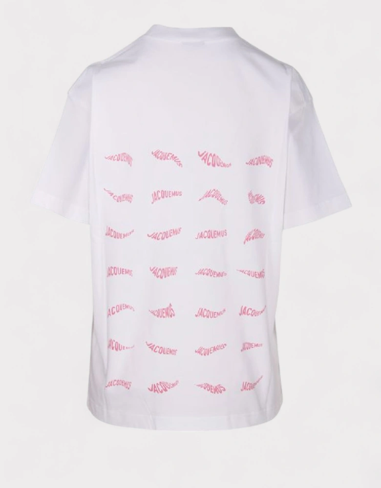 Le T-Shirt Vague Print Logo Wave White