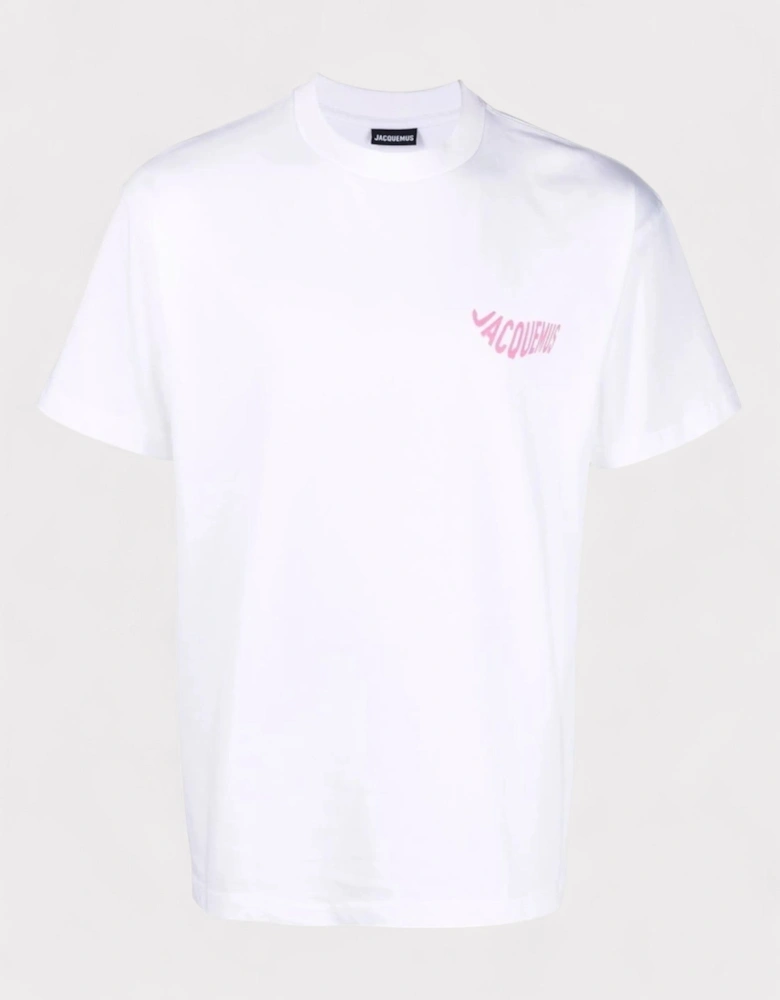 Le T-Shirt Vague Print Logo Wave White