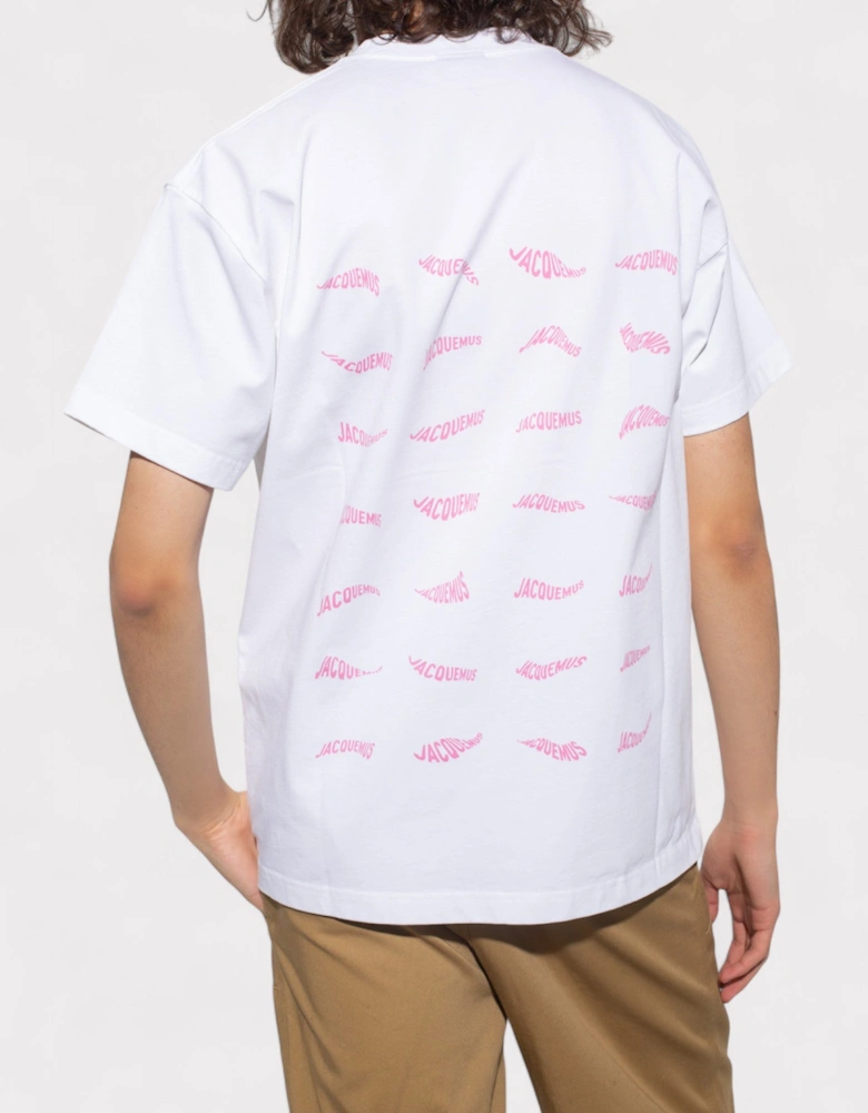 Le T-Shirt Vague Print Logo Wave White