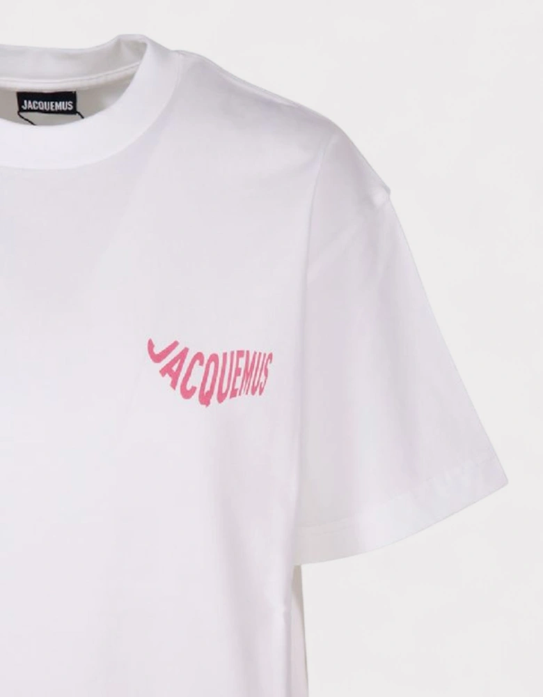 Le T-Shirt Vague Print Logo Wave White