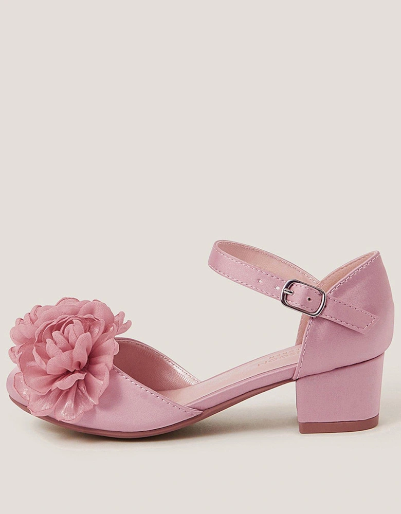 Girls Corsage Sparkle 2 Part Heel Shoes - Pink