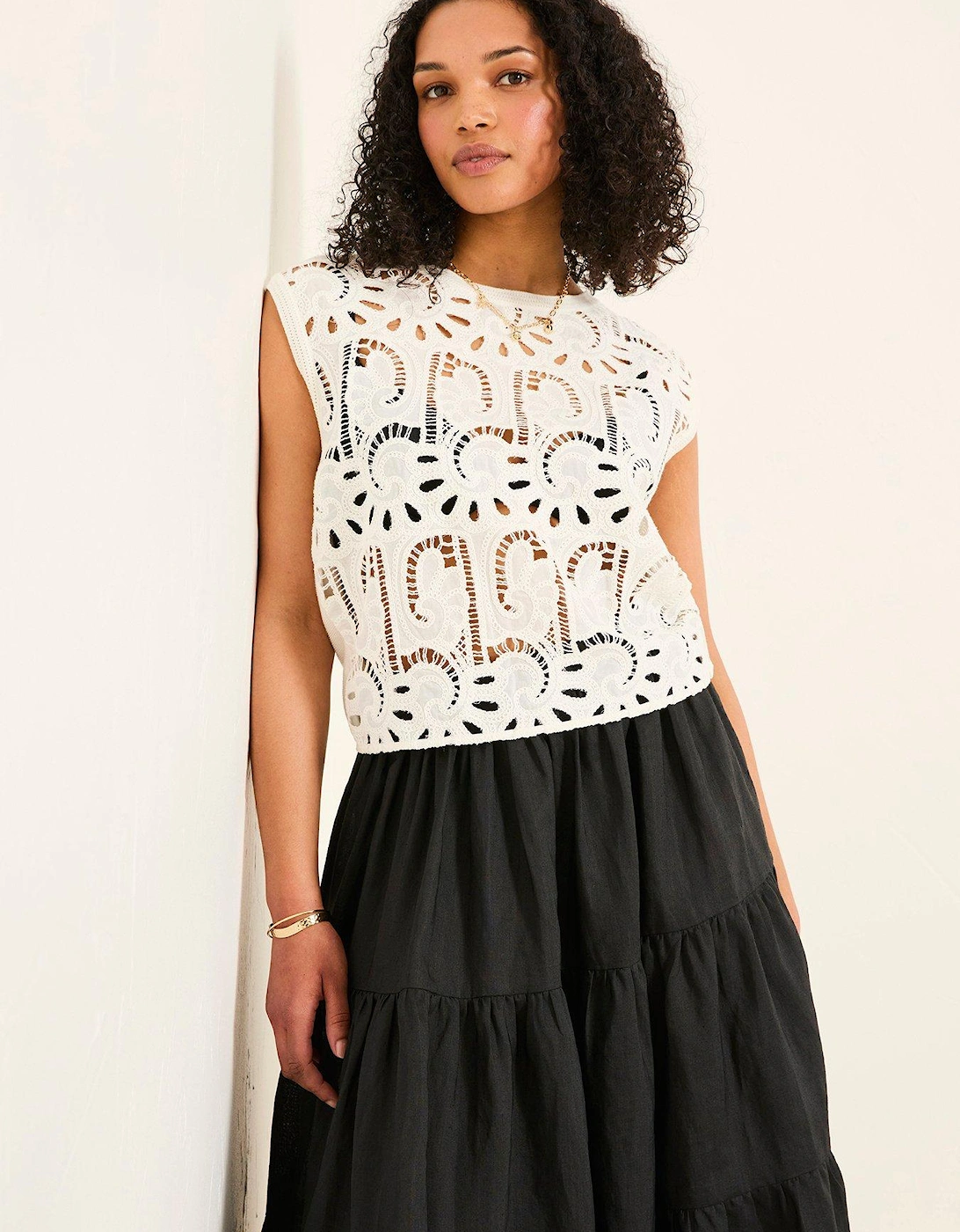 Clover Crochet Top - Ivory, 2 of 1