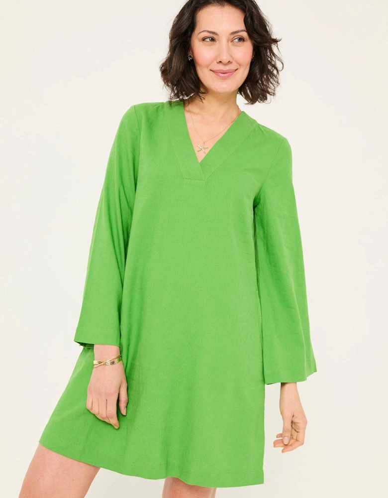 Linen Kaftan Dress - Green