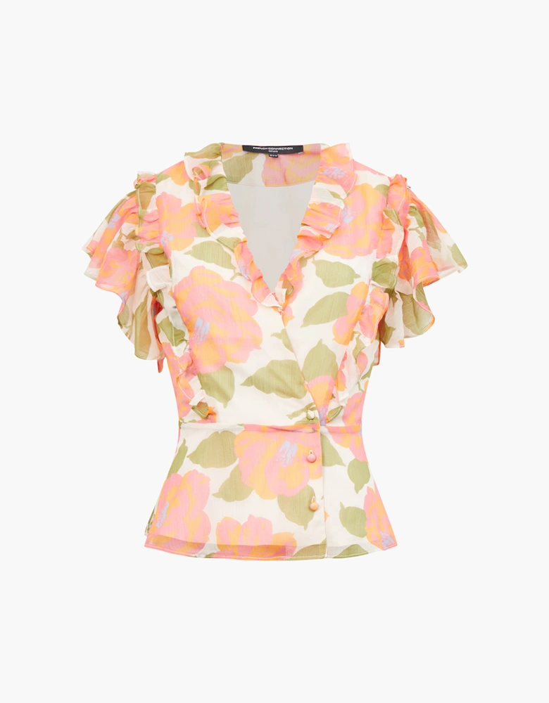 Louisa Hallie Crinkle Blouse Orange Multi