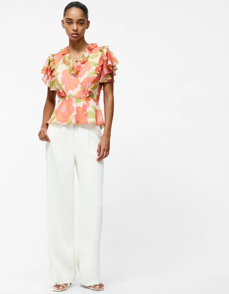 Louisa Hallie Crinkle Blouse Orange Multi