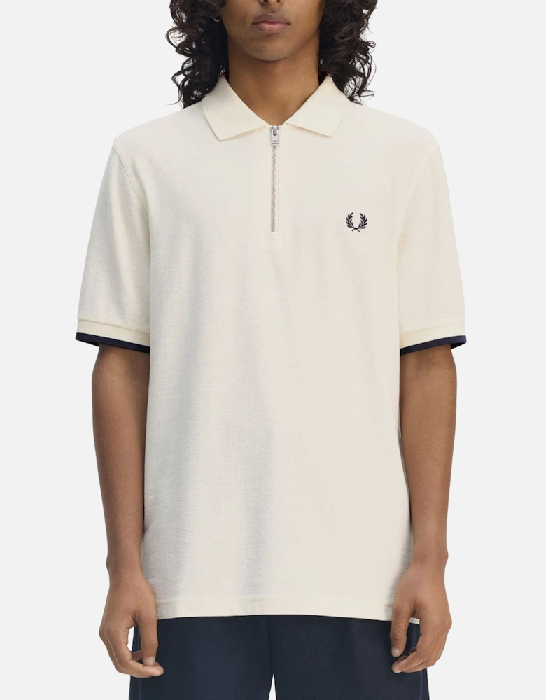 Crepe Pique Zip Neck Polo Shirt