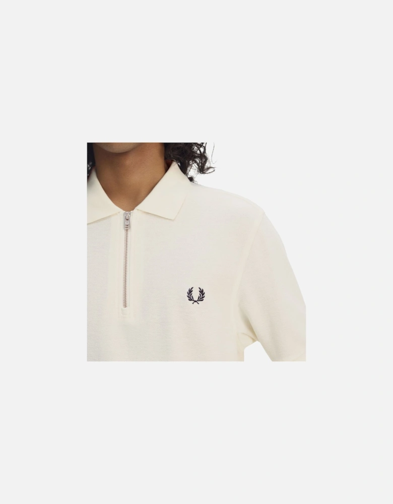 Crepe Pique Zip Neck Polo Shirt
