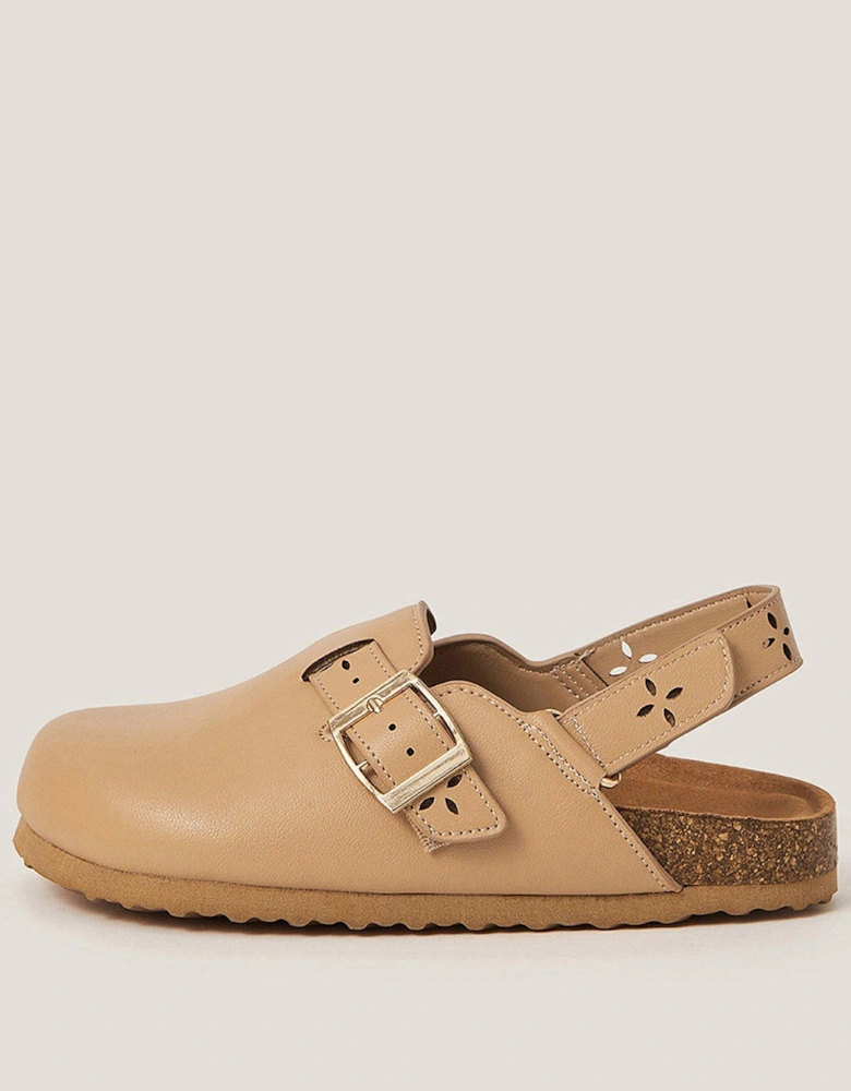 Girls Cutwork Mules - Brown