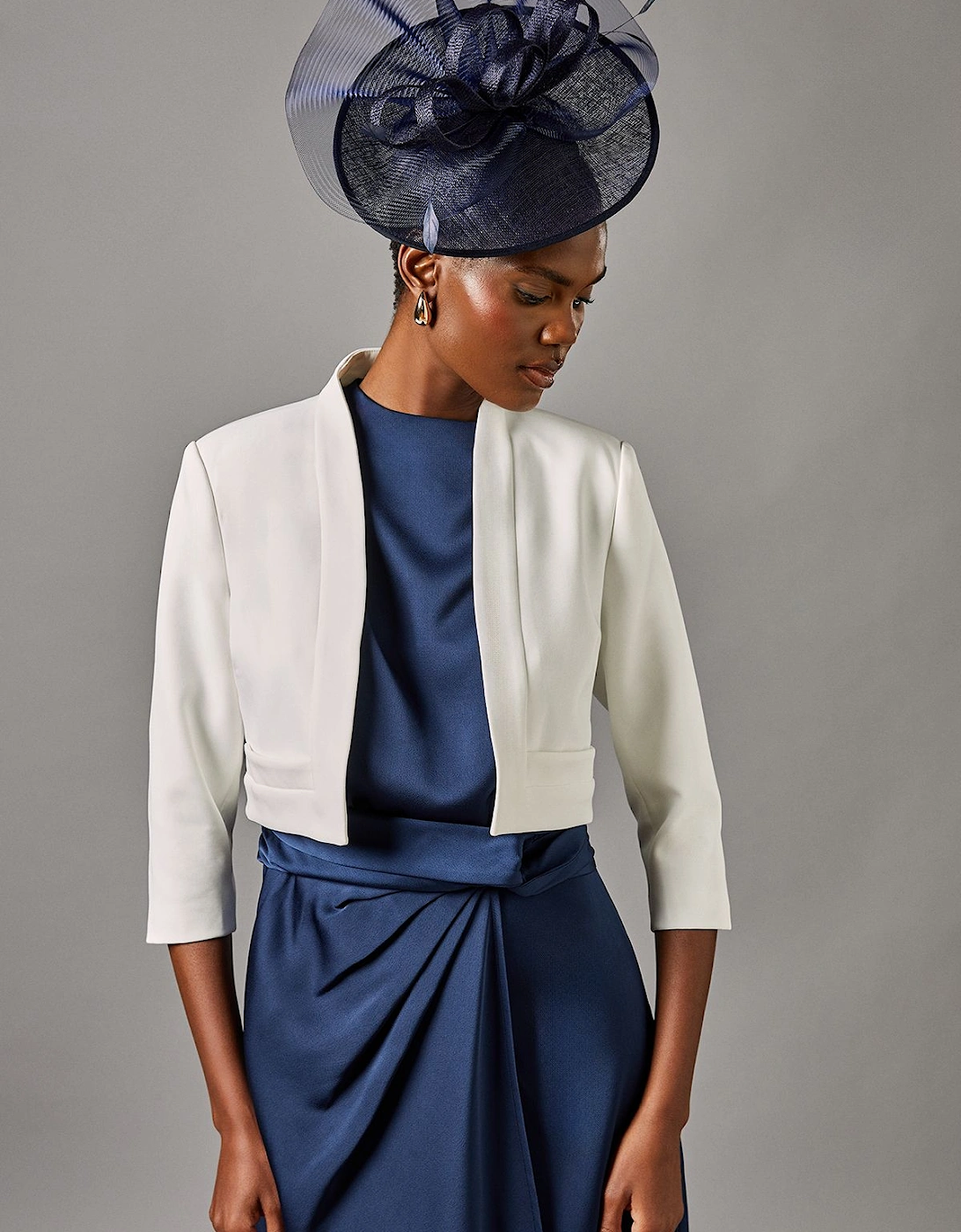 Pleat Detail 3/4 Sleeve Crop Jacket, 2 of 1