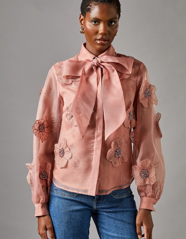 3D Flower Organza Blouse