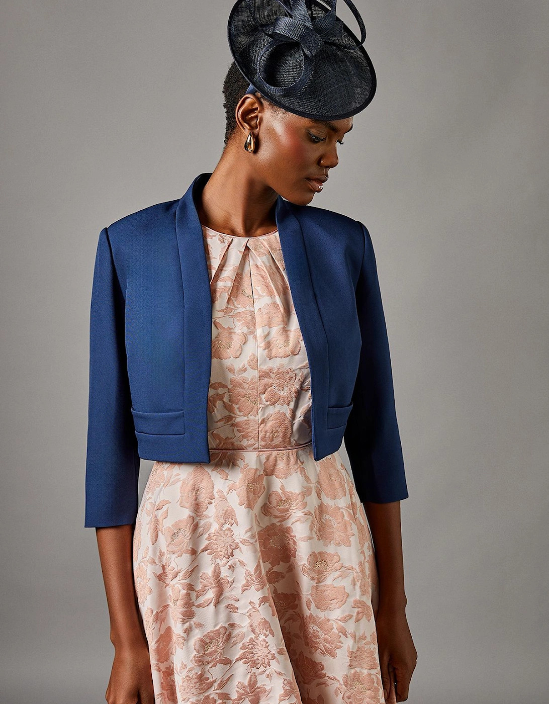 Pleat Detail 3/4 Sleeve Crop Jacket, 2 of 1