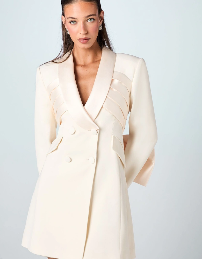 Pleat Detail Tuxedo Blazer Wedding Dress