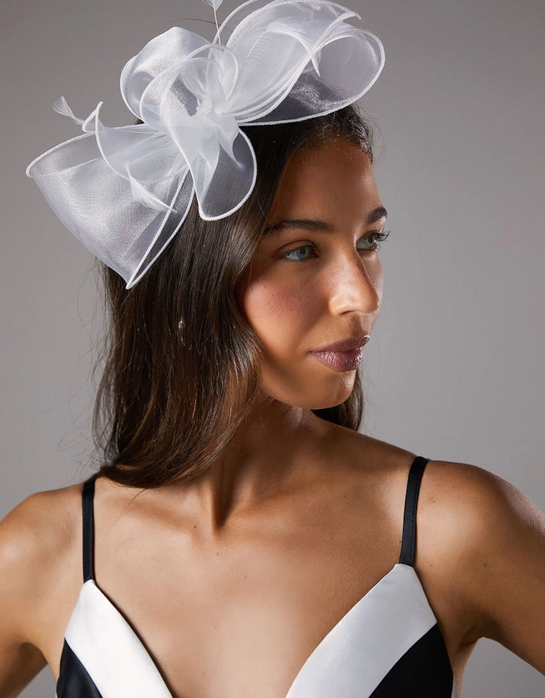 Structured Organza Loop And Feather Fascinator