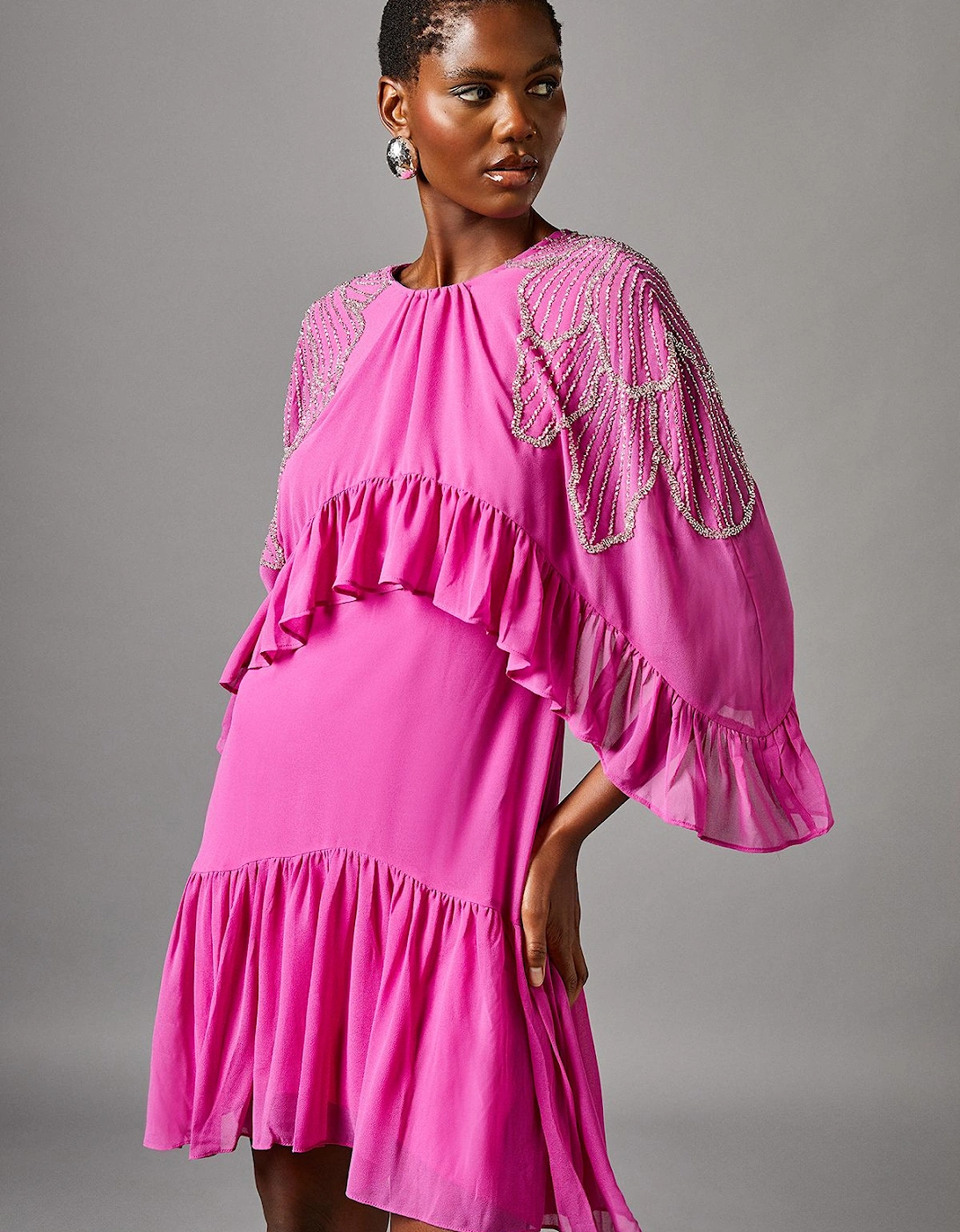 Volume Ruffle Embellished Mini Dress, 2 of 1