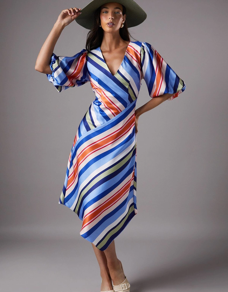 Lisa Tan Polo Short Sleeve Stripe Midi Dress