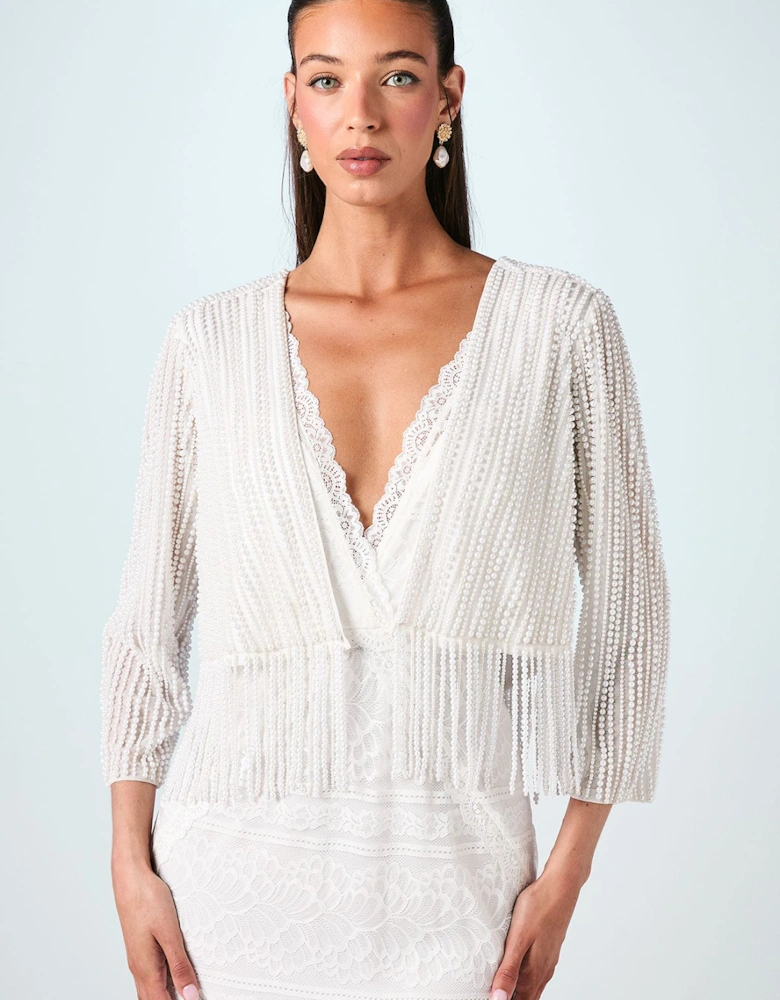Premium Beaded Fringe Bridal Jacket