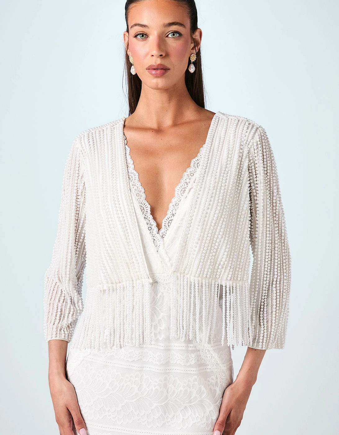 Premium Beaded Fringe Bridal Jacket, 2 of 1