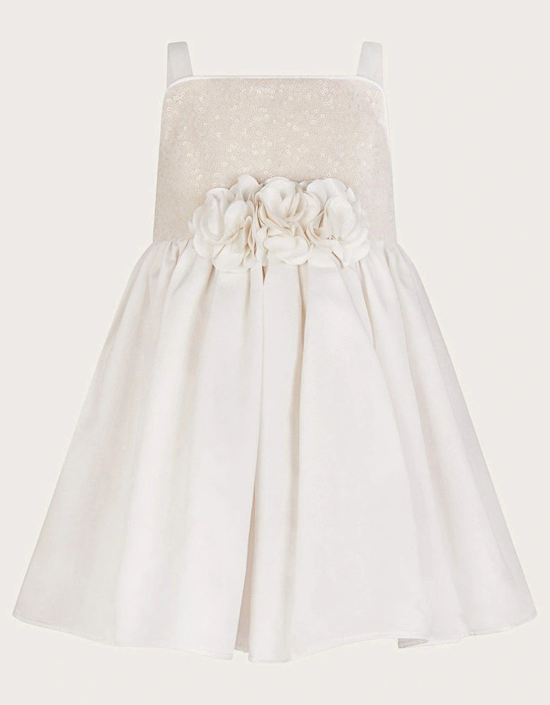 Baby Girls Orelia Sequin Satin Dress - White