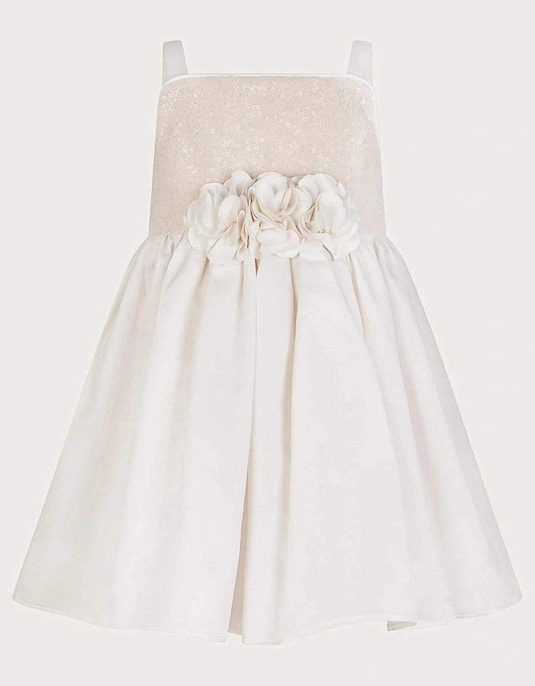 Baby Girls Orelia Sequin Satin Dress - White, 2 of 1