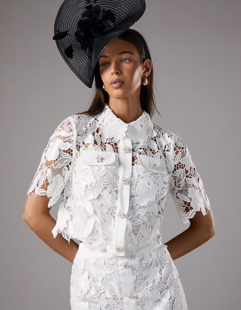 Lace Pearl Button Shirt