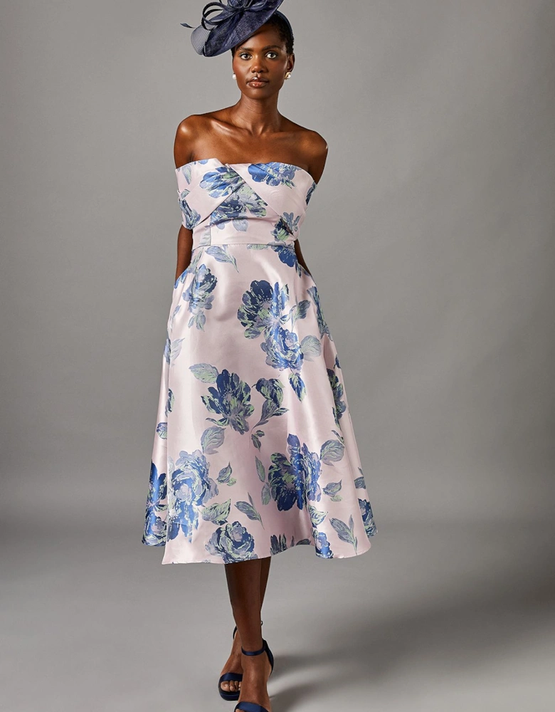 Bardot Full Skirted Jacquard Midi Dress