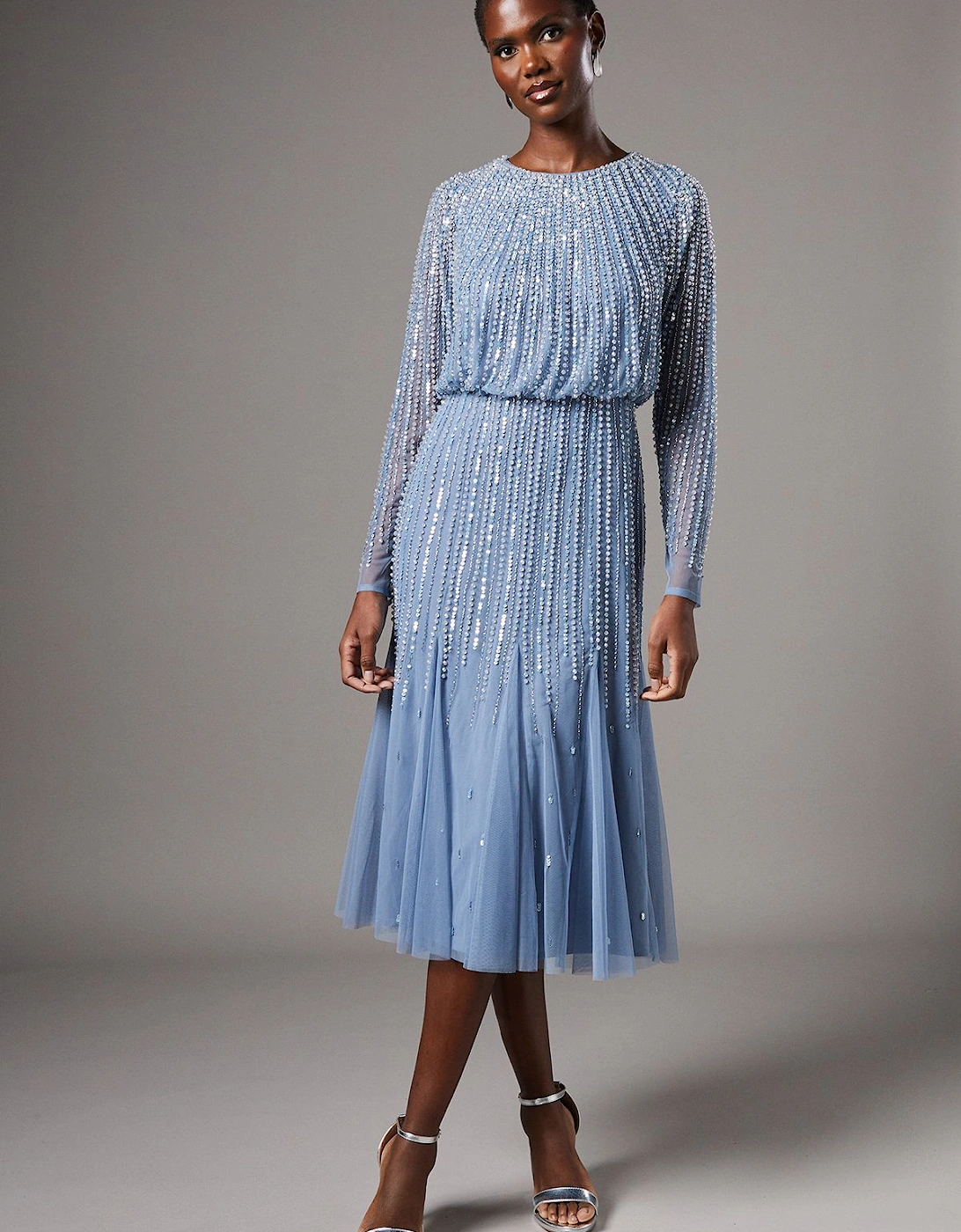 Party Sequin Long Sleeve Midi Dress, 2 of 1