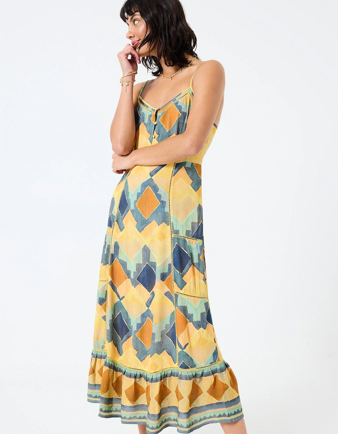 Mae Abstract Midi Dress - Multi, 2 of 1
