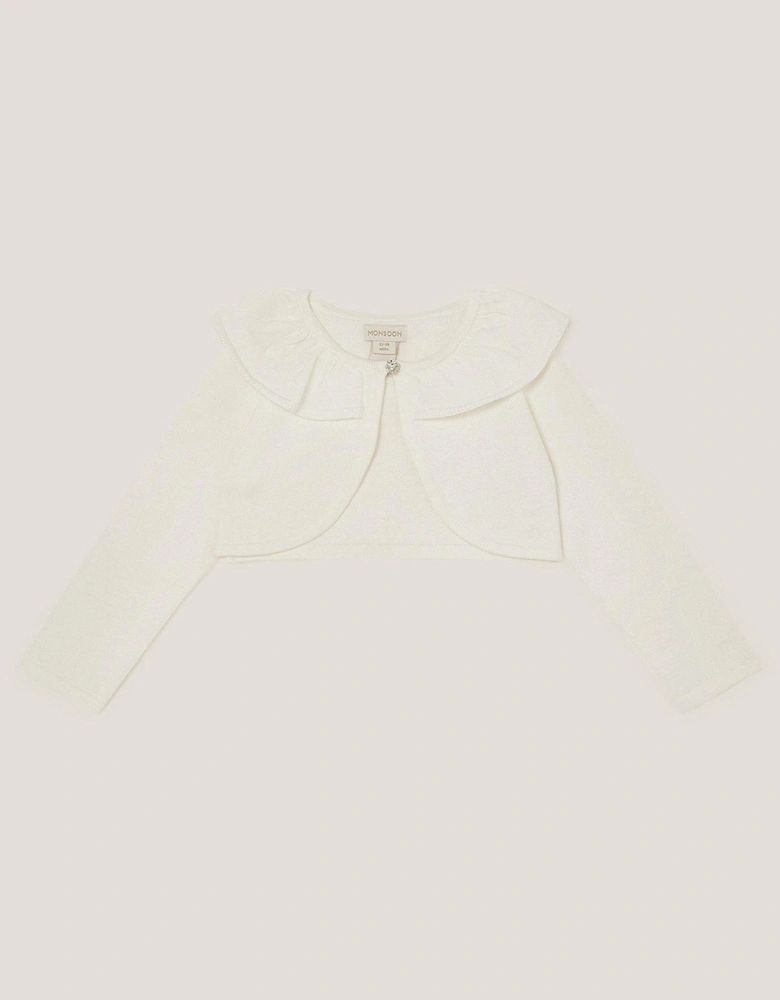 Baby Girls Oversized Collar Cardigan - Light Cream