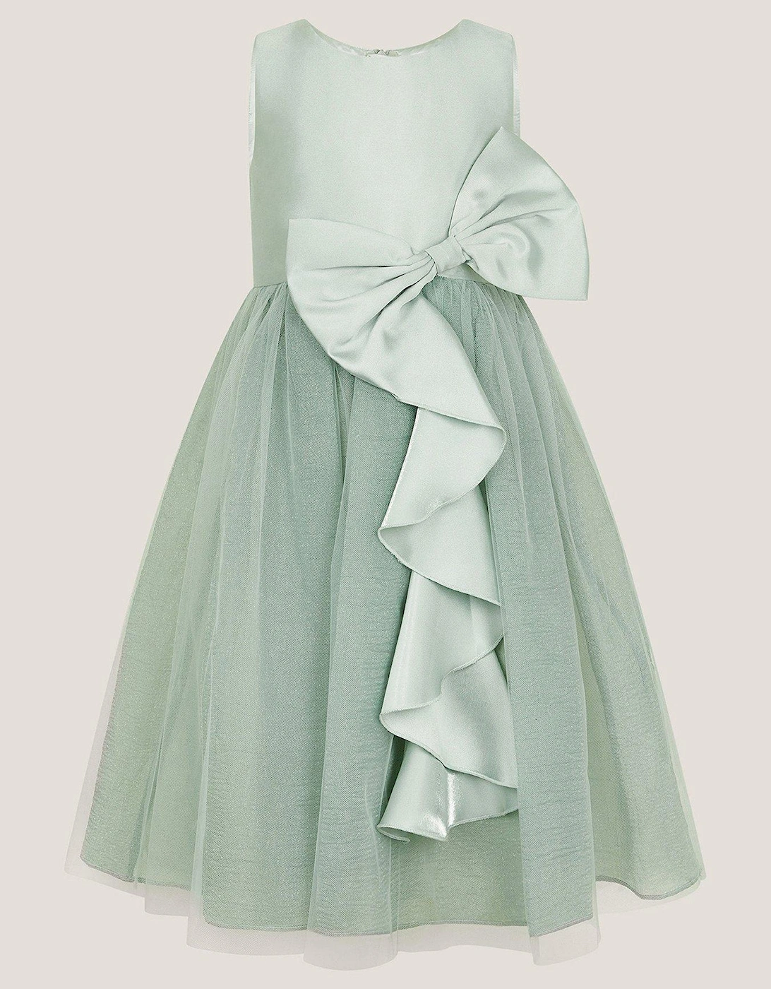 Girls Waterfall Bow Tulle Dress - Green, 2 of 1