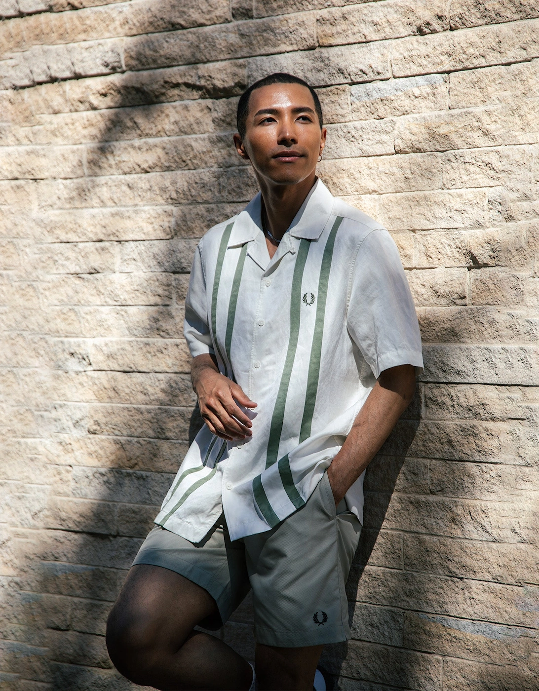 Panelled Short Sleeve Linen Blend Shirt
