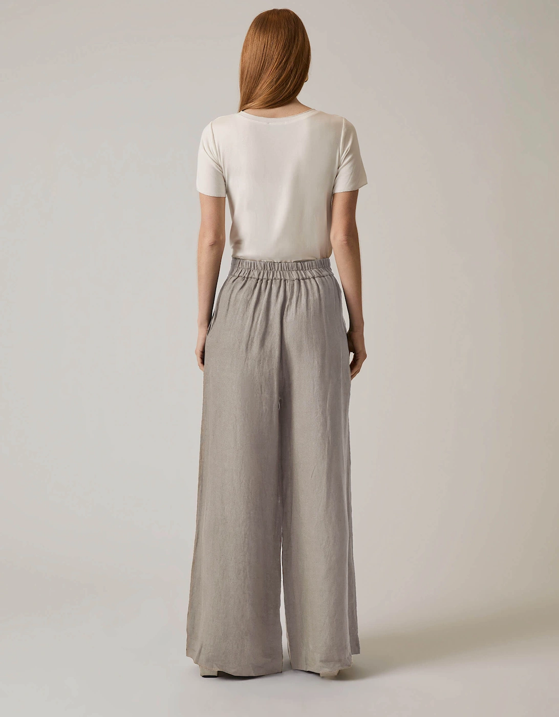 Taupe Linen Button Trousers