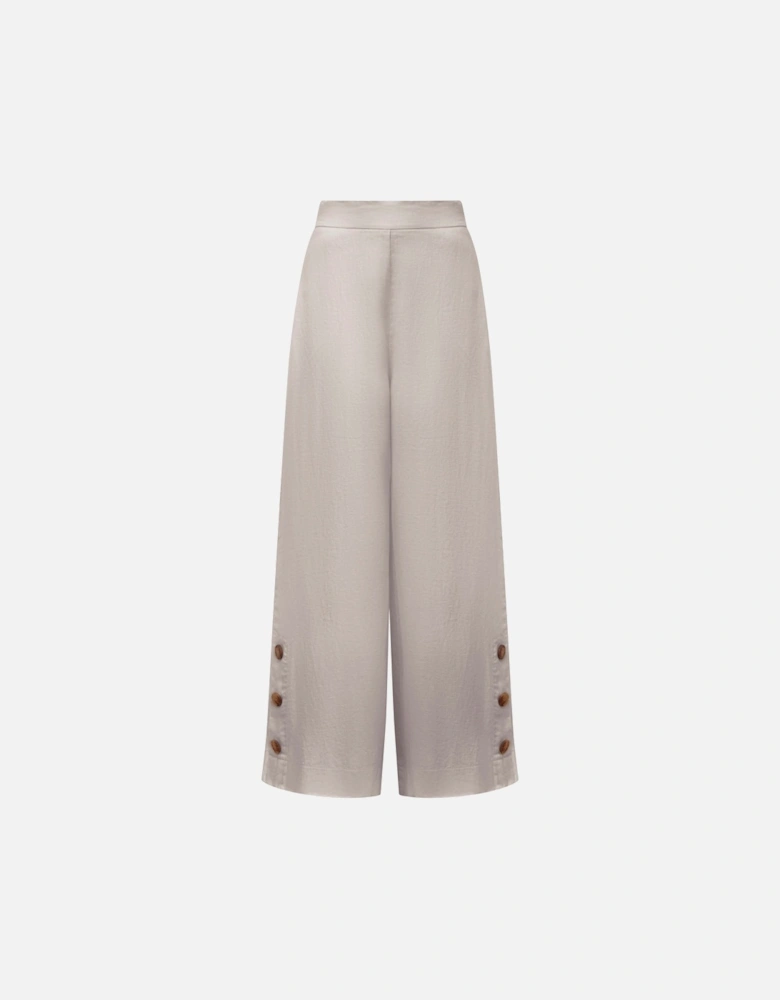 Taupe Linen Button Trousers