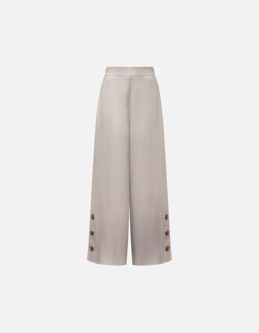Taupe Linen Button Trousers