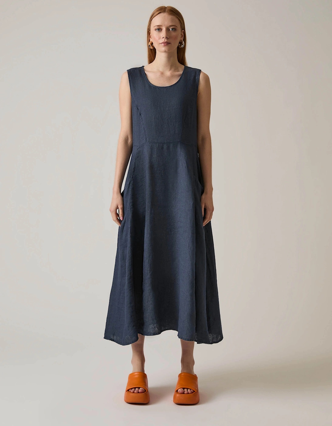 Linen Navy Midi Dress, 7 of 6