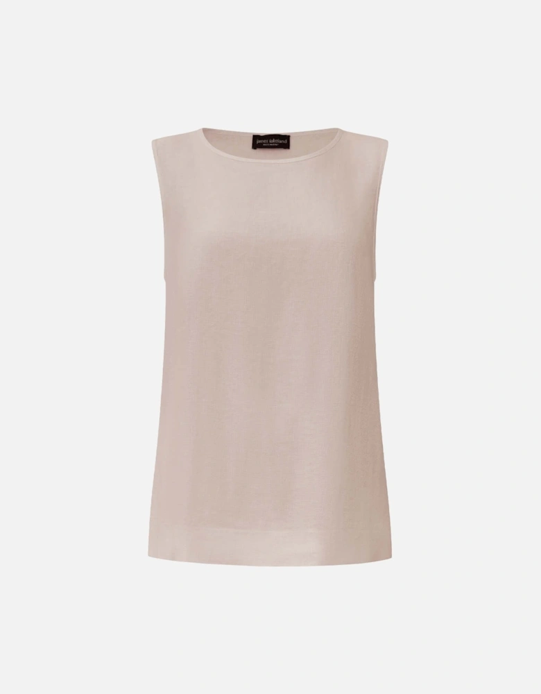 Taupe Linen Button Top