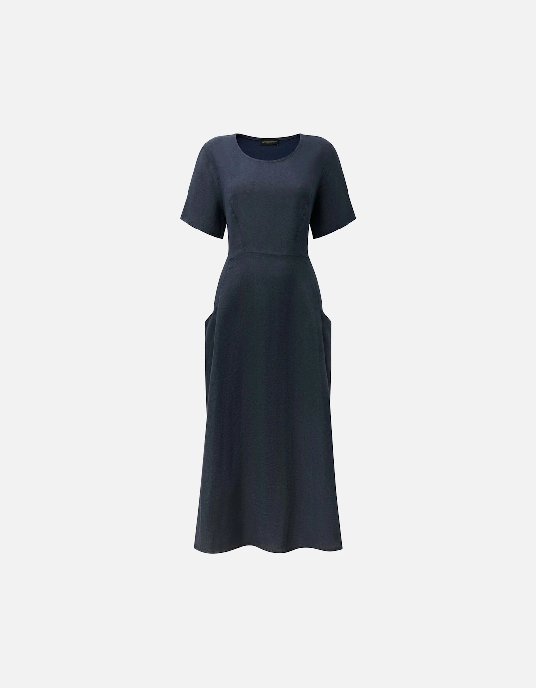 Linen Navy Pocket Midi Dress