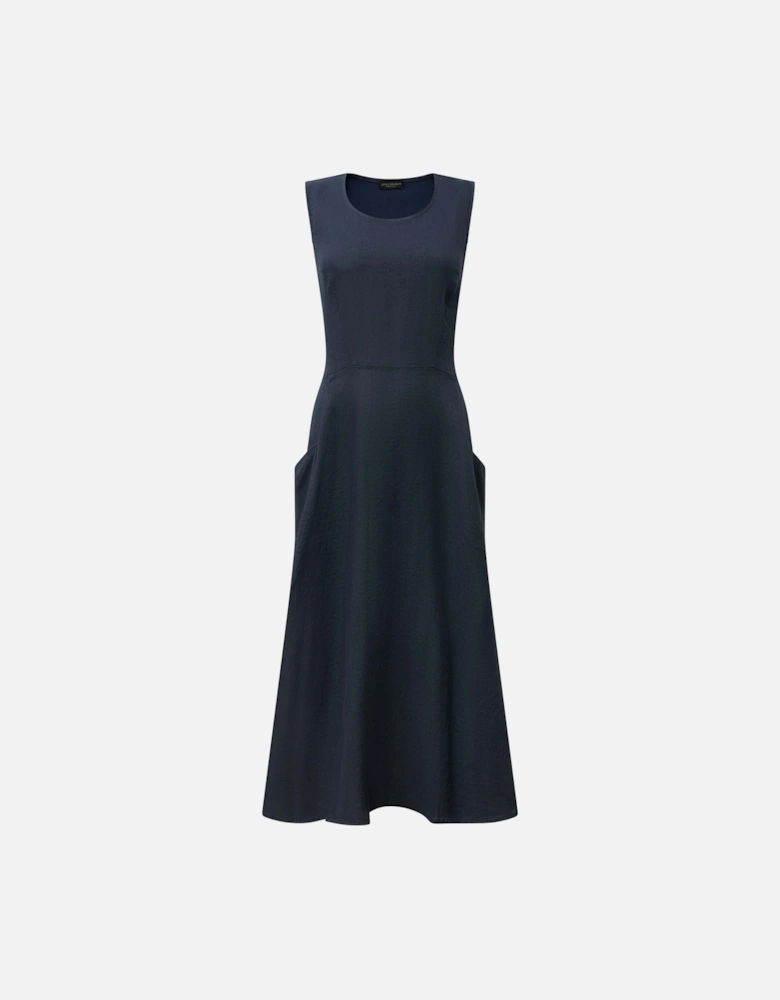 Linen Navy Midi Dress
