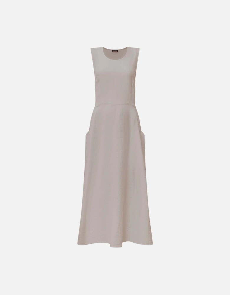 Linen Taupe Midi Dress