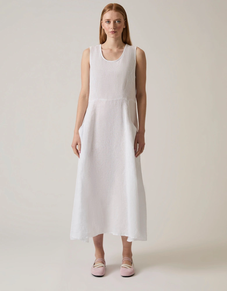 Linen White Midi Dress