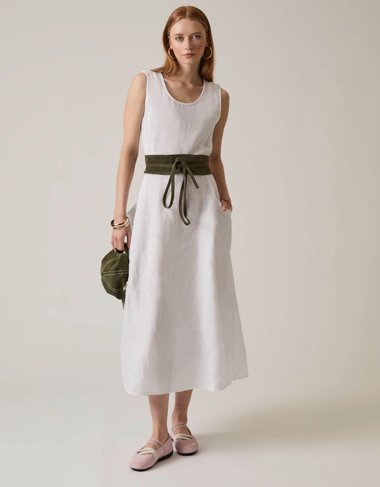 Linen White Midi Dress