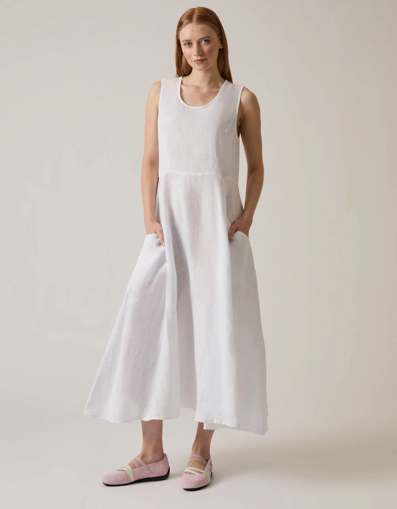 Linen White Midi Dress