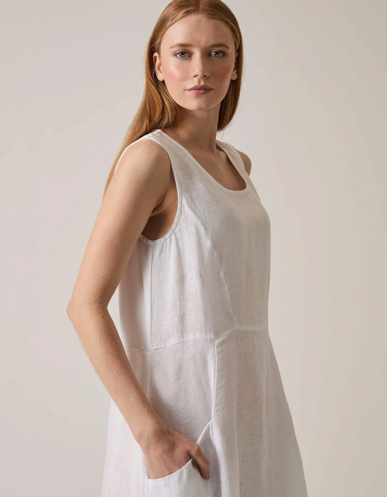 Linen White Midi Dress