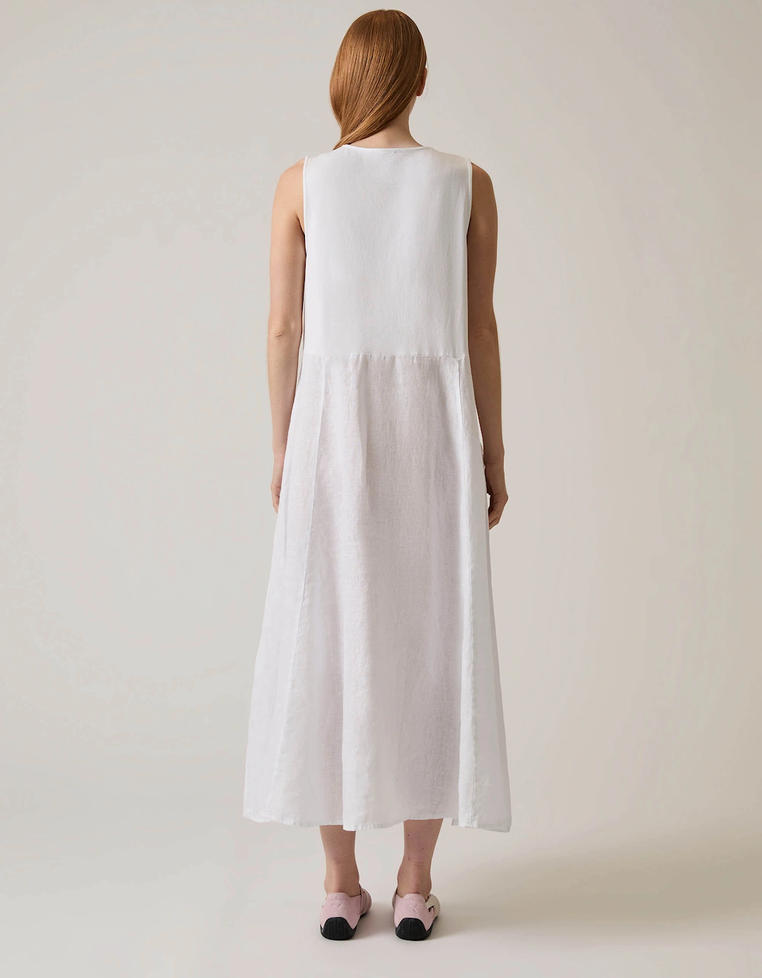 Linen White Midi Dress