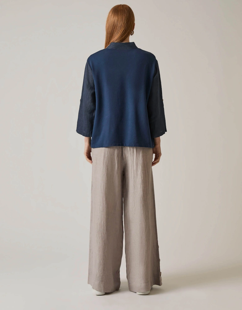 Navy Linen Blouse